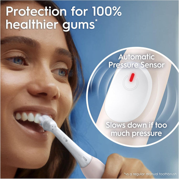 Oral-B iO 2 elektrische Zahnbürste, Hellrosa, für Erwachsene, 3 Reinigungsmodi, sanft für das Zahnfl