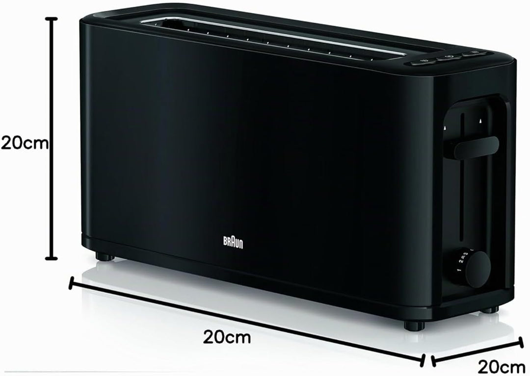 Braun HT 3110 BK Toaster | Langschlitz | Extrabreite Toastkammer | Herausnehmbare Krümelschublade |