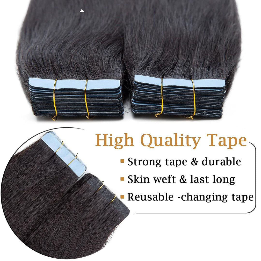 SEGO 40 Stück Tape in Extensions Echthaar 2.5g/pcs Klebeband Haarverlängerung 100% Remy Human Haar H