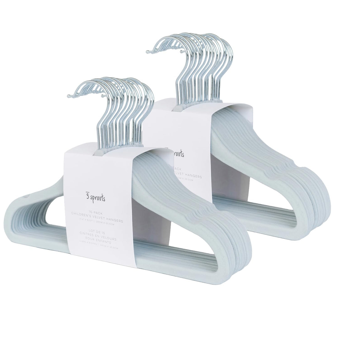 3 Sprouts Kinder Kleiderbügel aus Samt - rutschfest & Robust - Ideal für Baby- & Kleinkinderkleidung