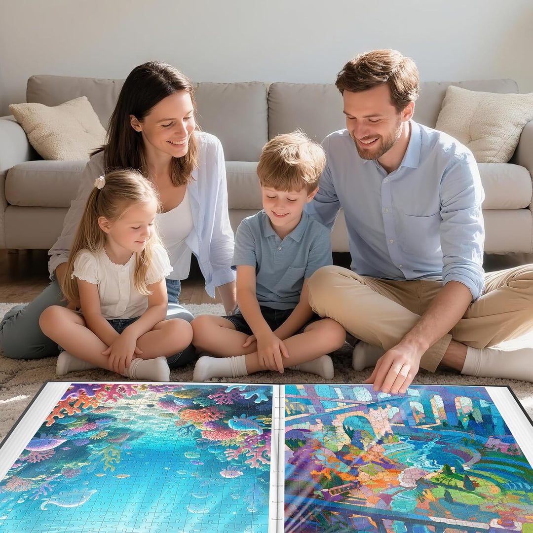 MOZOOSON Puzzle Aufbewahrung, Puzzlemappe für 1500 Teile Zubehör Tragbar mit 25 Taschen（50 Puzzles）,