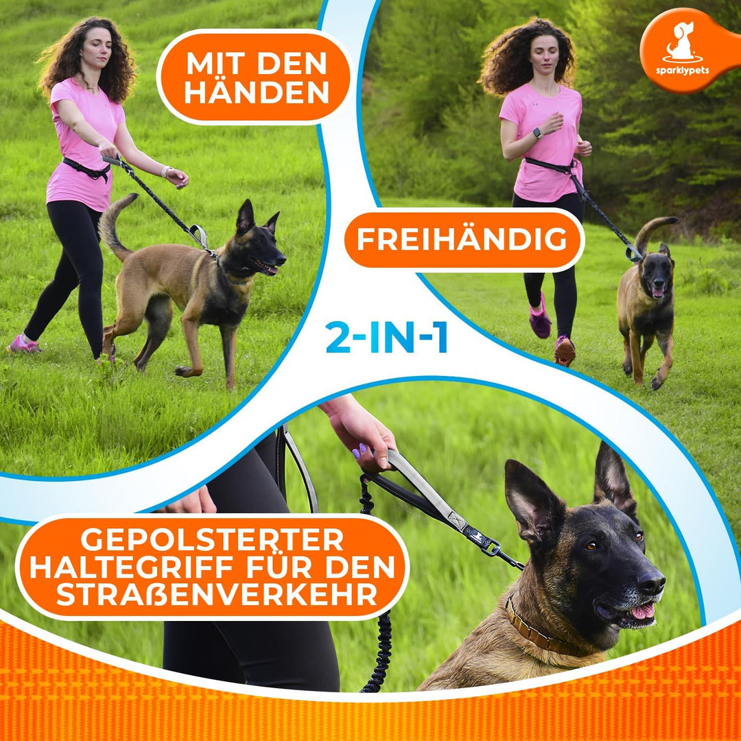 Joggingleine für Hunde zum Laufen, Joggen, Wandern | 2 in 1 Joggingleine und Normale Hundeleine für