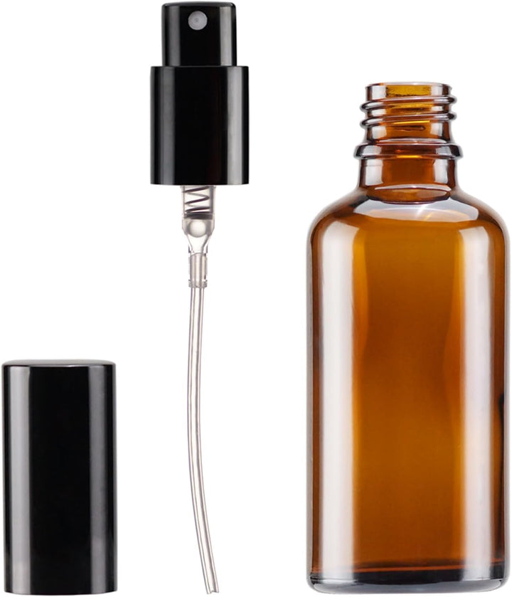 YIZHAO Braun Sprühflasche 50ml, Sprühflasche Klein Glas mit Zerstäuber, für Ätherisches Öle, Kosmeti