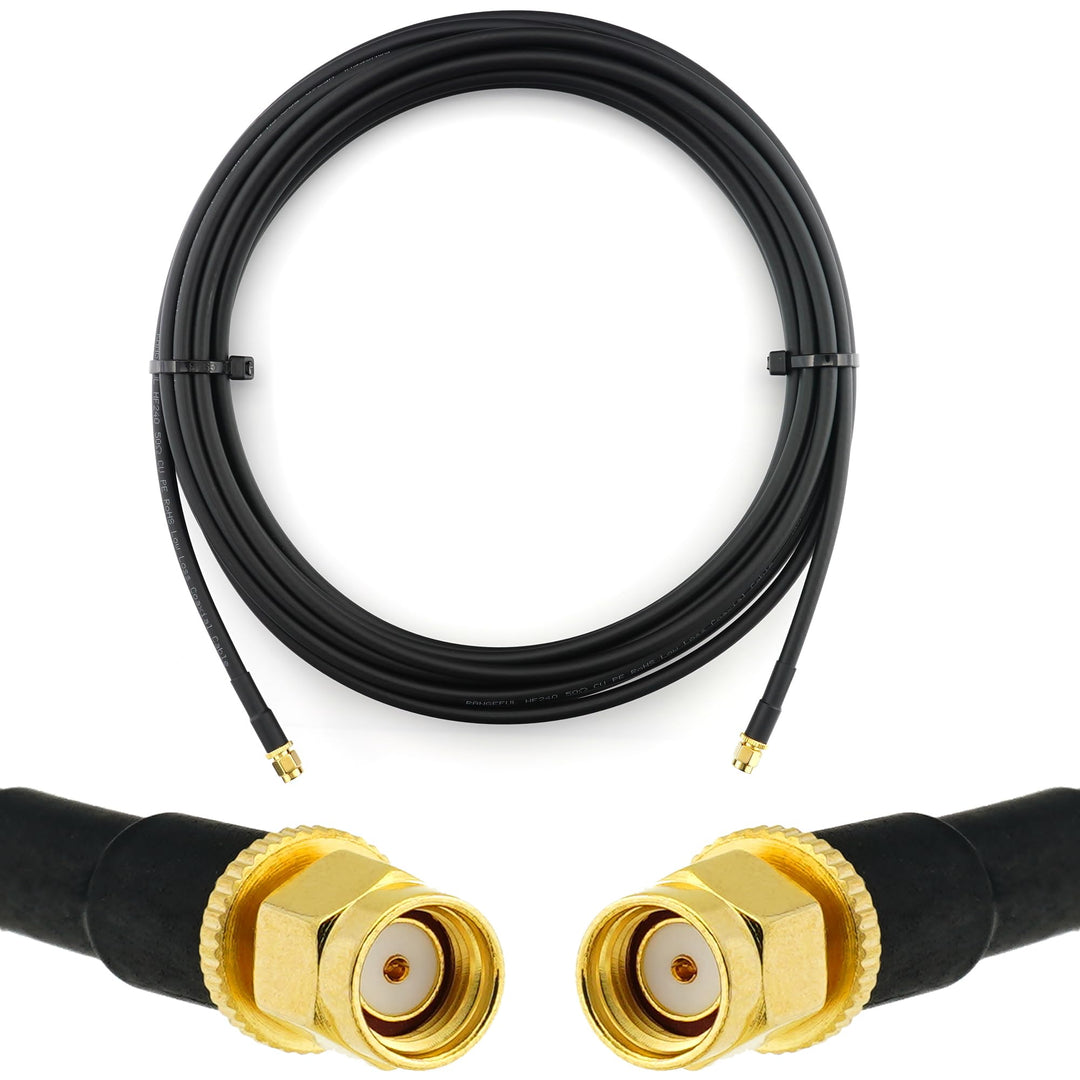 15m RP-SMA Stecker auf RP-SMA Stecker Koaxialkabel — 15 Meter Verlustarmes HF-240 (LMR 240 Äquivalen