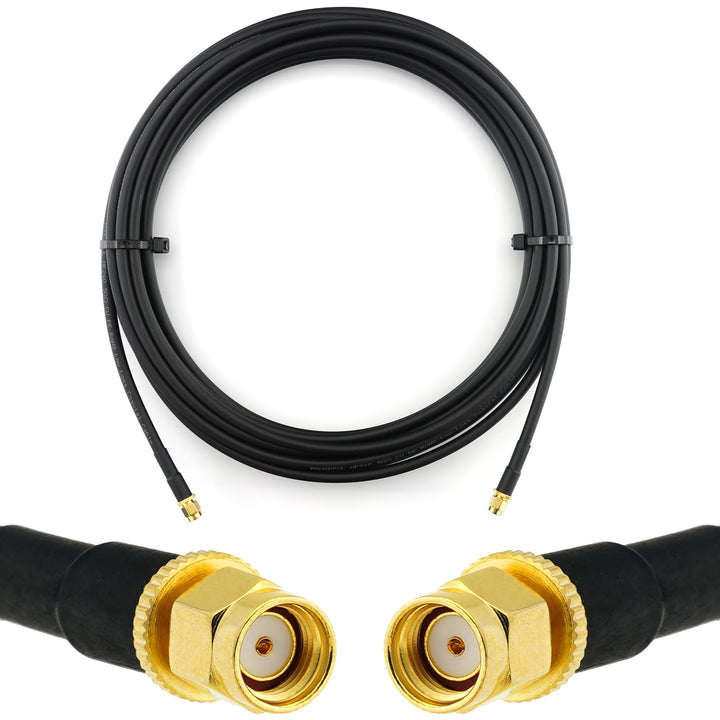 15m RP-SMA Stecker auf RP-SMA Stecker Koaxialkabel — 15 Meter Verlustarmes HF-240 (LMR 240 Äquivalen