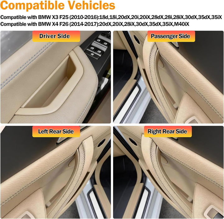 TTCR-II 4PCS Kompatibel mit Türgriff BMW X3 F25 2010-2016, X4 F26 2014-2017 | F25 Türgriffabdeckunge