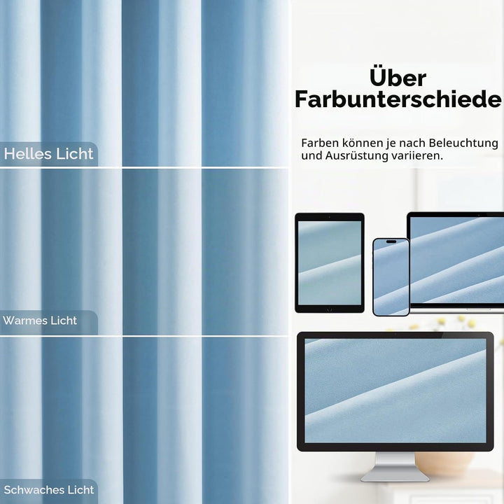 MRTREES Vorhang 100% Blickdicht Schlafzimmer Gardinen mit Ösen 2er Set Dicker Stoff Verdunklungsvorh