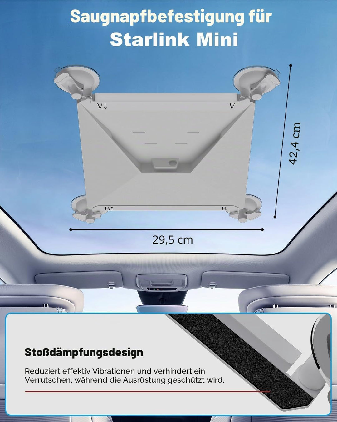 Mwin Starlink Mini-Autohalterung – Langlebige Starlink Mini Zubehör Saugnapfhalterung – Starkes Saug