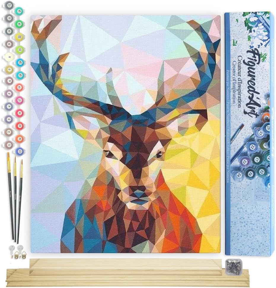 Figured'Art Malen Nach Zahlen Erwachsene Mit Rahmen Modernes Rentier - Paint by Numbers Basteln DIY
