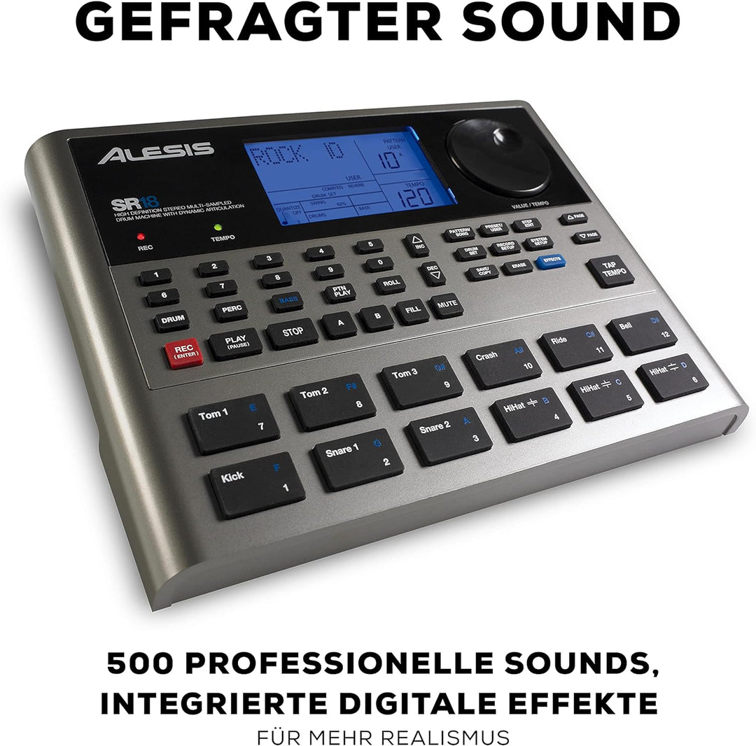 Alesis SR18 - Portables Drum Machine mit Effekten, 175 Preset Patterns und 32MB Samplespeicher mit P