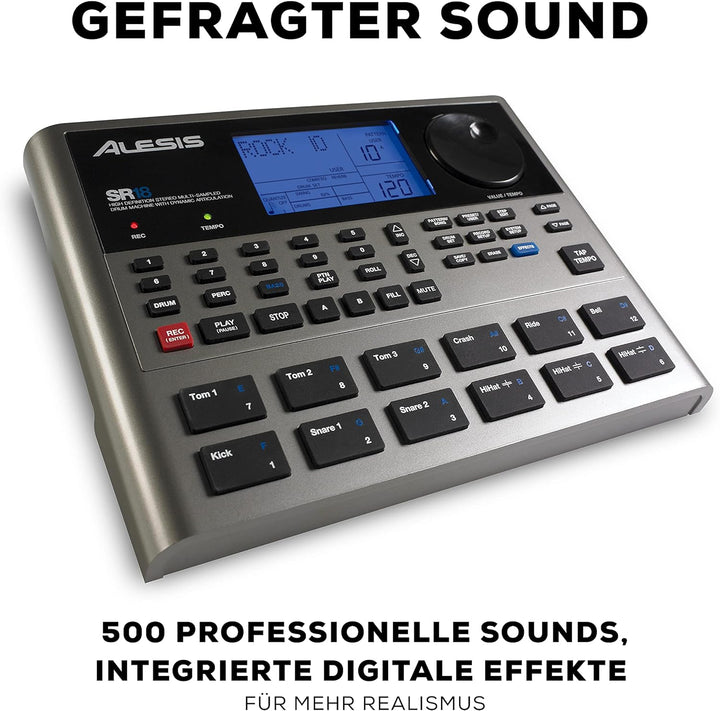 Alesis SR18 - Portables Drum Machine mit Effekten, 175 Preset Patterns und 32MB Samplespeicher mit P