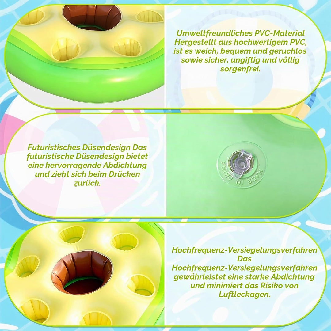 Pool Bar Aufblasbarer Getränkehalter, 2 in1 Avocadoform Getränke Snackhalter, 8 Löcher Grosse Kapazi