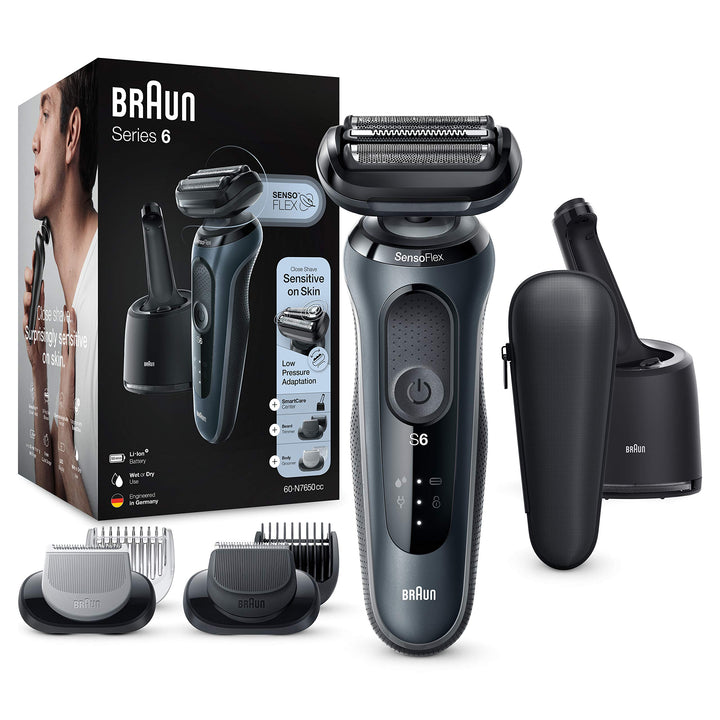Braun Series 6cc Sensitiver Rasierer Herren, Elektrorasierer für Haarentfernung mit 3 flexiblen Klin