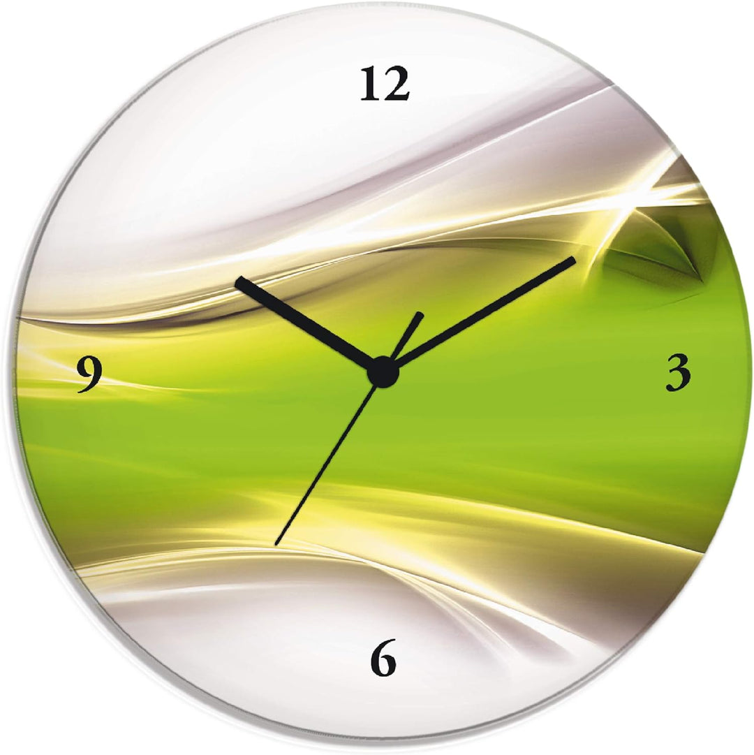 ARTLAND Wanduhr ohne Tickgeräusche Glas Quarzuhr Ø 30 cm Rund Lautlos Design Abstrakt Kunst Modern A