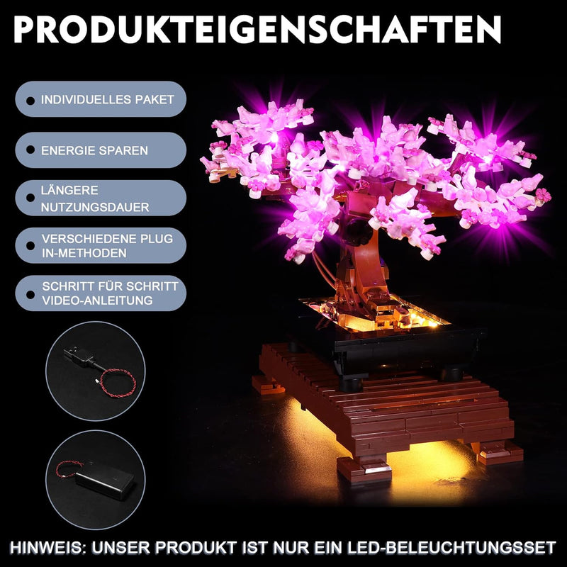 Led Licht Set für Lego Bonsai Baum, Led Beleuchtungs für Lego 10281 Tree Icons Botanik-Kollektion, H