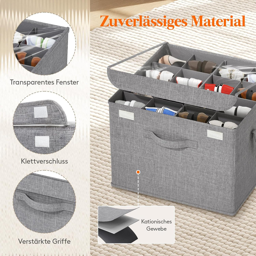 Lifewit Schuh Organizer 2er Set für 16-32 Paar, Grosser Schuhkarton für den Kleiderschrank mit Unter