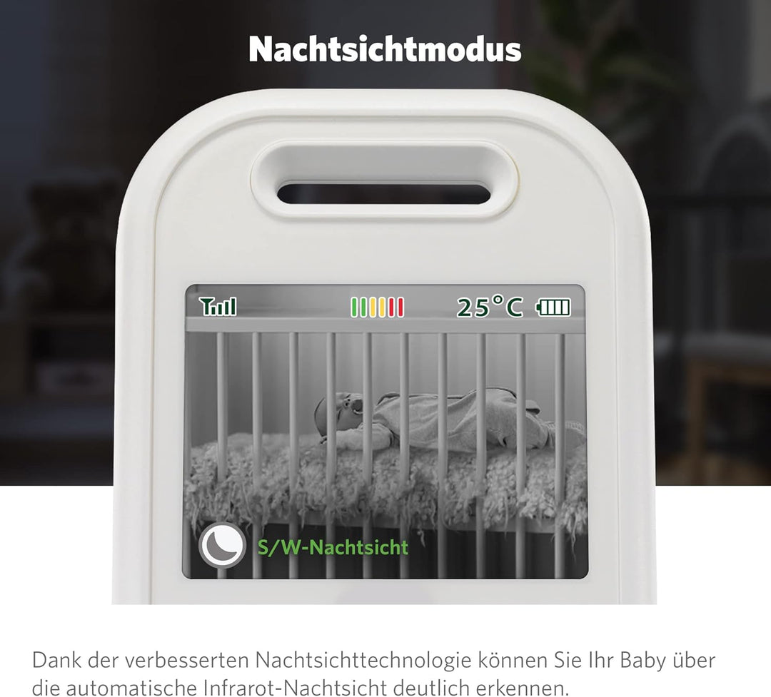 Leap Frog LF2423 Video-Babyphone mit 2,8-Zoll-IPS-Farbbildschirm, 2-fach Zoom, grosse Reichweite, Te