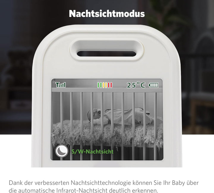 Leap Frog LF2423 Video-Babyphone mit 2,8-Zoll-IPS-Farbbildschirm, 2-fach Zoom, grosse Reichweite, Te