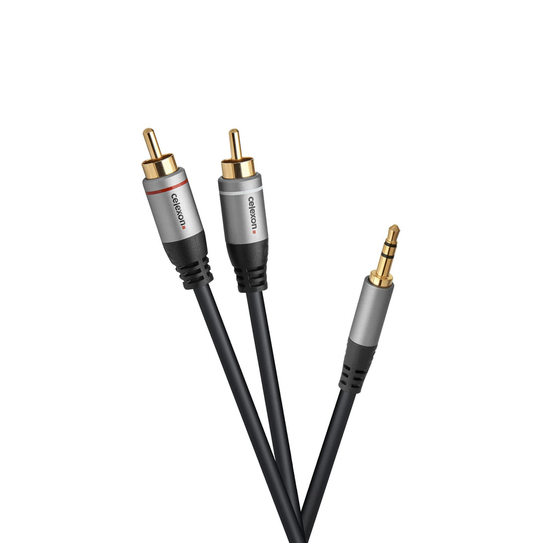 celexon 2x Cinch auf 3,5mm Stereo Klinke Audiokabel 5,0m - Plug &amp; Play - Professional Line 5,0 m 2x