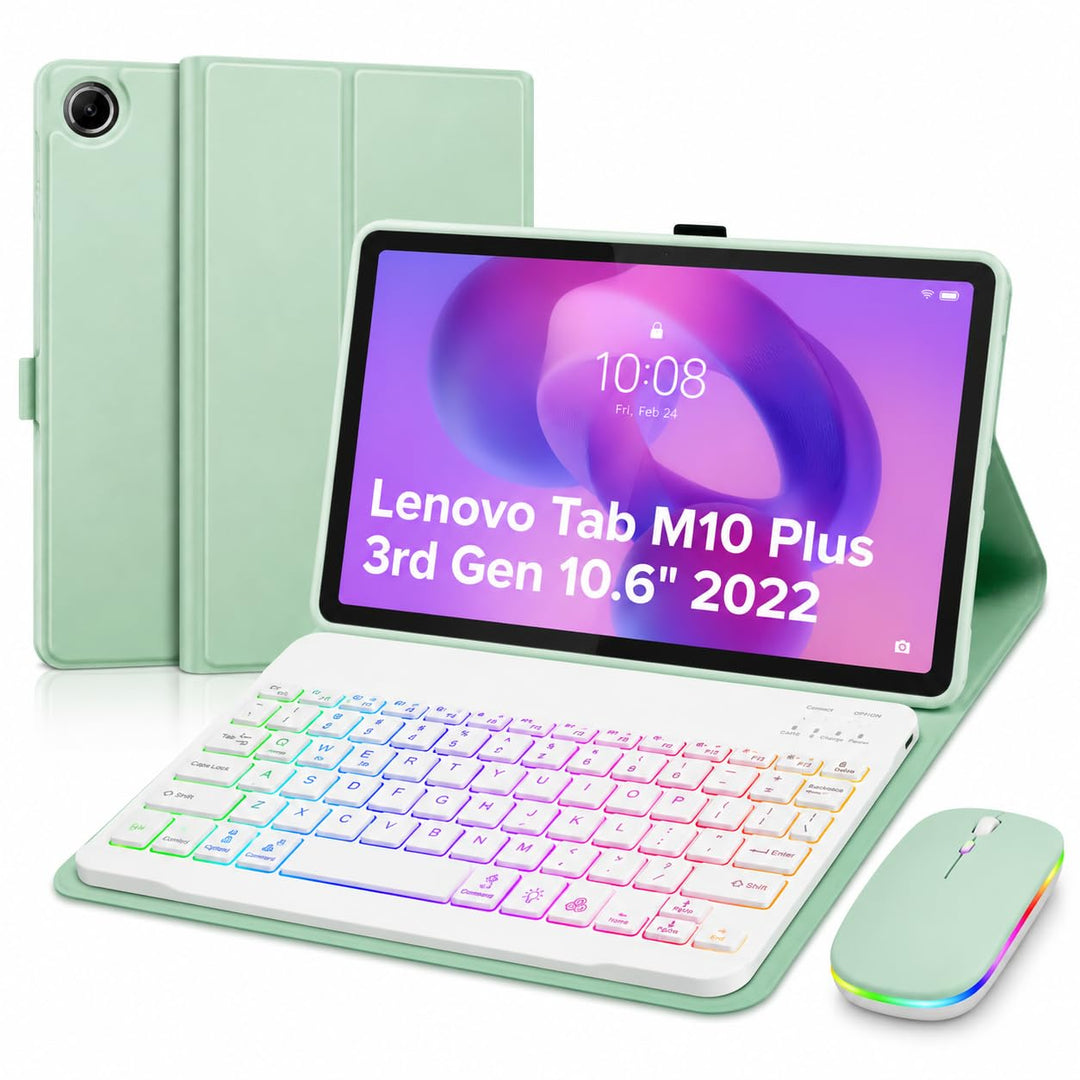 Tastatur Hülle für Lenovo Tab M10 Plus 3rd Gen 10.6" 2022 (TB125FU /TB128FU /TB128XU), QWERTZ Deutsc