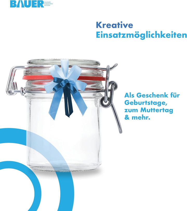 Flaschenbauer - 8 kleine Drahtbügelgläser 167 ml, verwendbar als Einmach- und Fermentierglas, zur Au