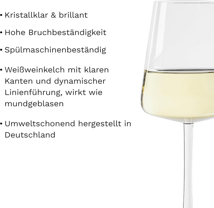 Stölzle Lausitz Weissweinkelche Power 400 ml I Weissweingläser 6er Set I Moderne Weingläser spülmasc