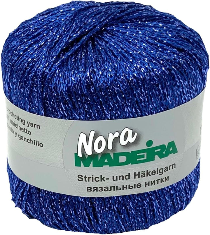 Häkelgarn Glitzergarn Strickgarn metallisiertes Haekelgarn Madeira Nora 5x25g Farbe 338 blau, 338 bl