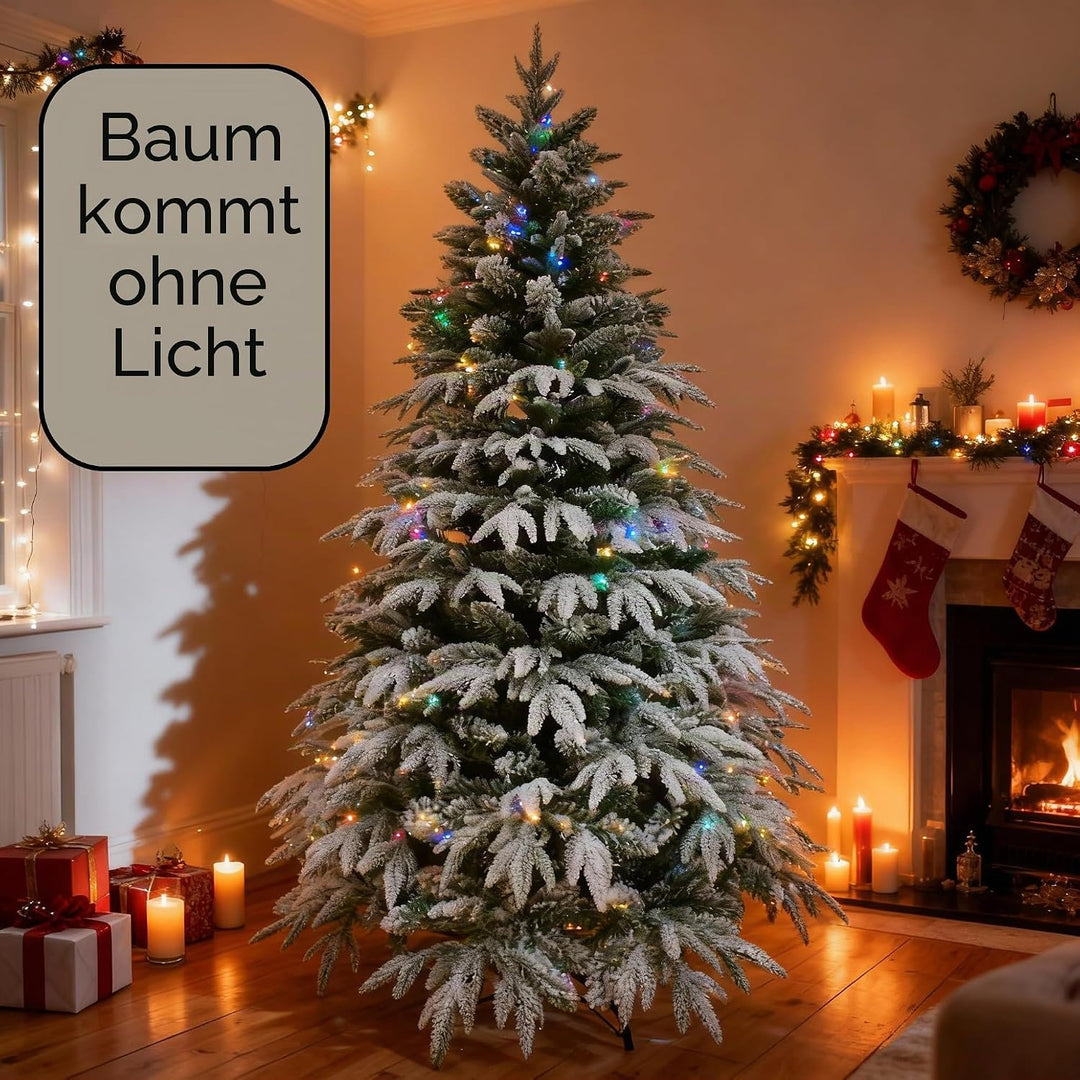 4ft/1.2m Künstlicher Weihnachtsbaum Lappland Tanne - Schnee beflockt Grün 332 PE/PVC Zweigspitzen, k