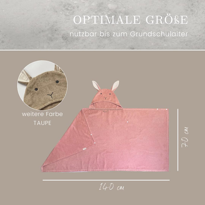DIKOS® 2-in-1 Kapuzenhandtuch & Badeponcho Baby, Kleinkinder & Kinder Altrosa 70x140 | Ab Geburt Bab
