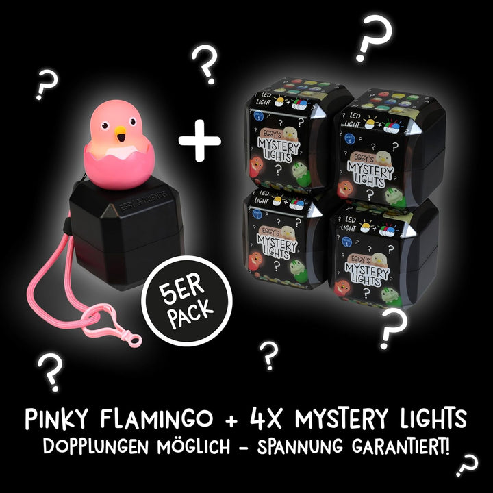MegaLight Blind Box Mini Nachtlichter für Kinder 5er Pack | Mystery Box | Pinky Flamingo + 4 aus 9 p