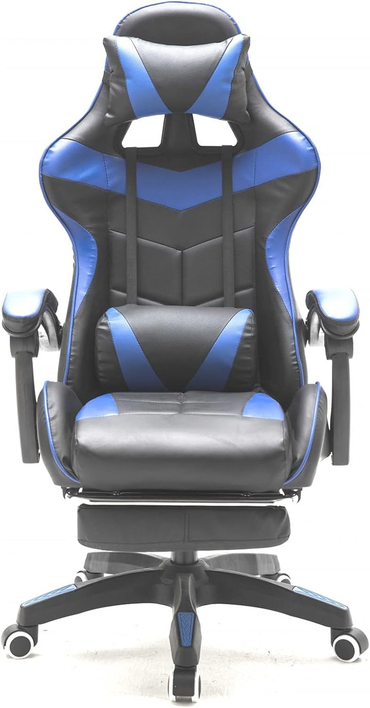 VDD Gaming Stuhl Cyclone mit Fussstütze - Bürostuhl - Racing Gaming Stuhl - blau schwarz