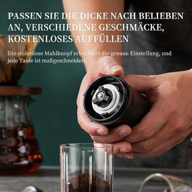 Manuelle Kaffeemühle, Tragbare Kaffeemühle mit konischem Keramik-Lockenwickler, Kapazität 30 g, Geei