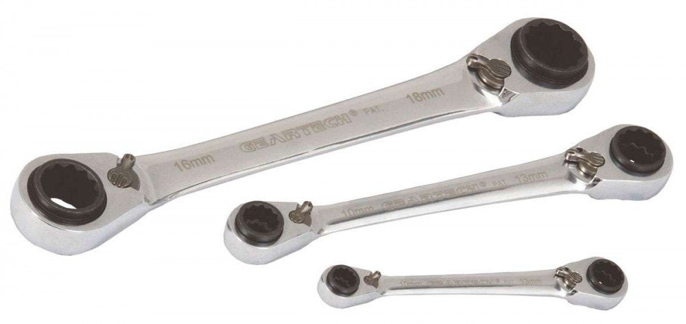 GearTech 4-in-1 Doppelring Schlüssel Satz 3-teilig, 8-10 / 12-13 und 9-11 / 14-15 und 16-17 / 18-19