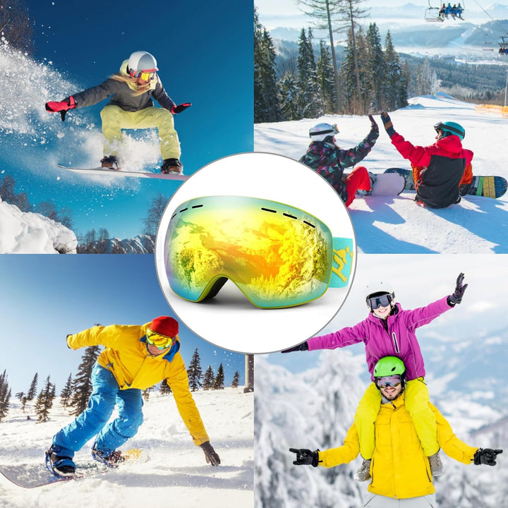 Trusiel Skibrille, Skibrille Damen Herren Anti-Fog Ski brille OTG, Skibrille für Brillenträger, 400