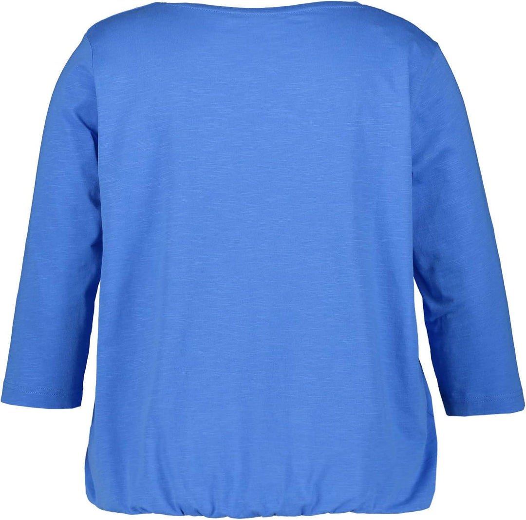 Samoon Damen 3/4 Arm Shirt mit Front-Print 3/4 Arm Frontprint 44 Blue Bonnet Gemustert, 44 Blue Bonn