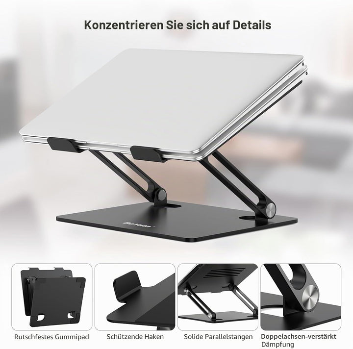 BoYata Laptop Ständer, Mehrwinke mit Lüftungsschlitzen, Verstellbarer Notebook Ständer, Kompatibel f