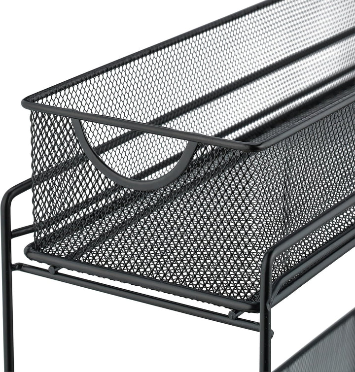 Relaxdays, schwarz Küchenschrank Organizer, ausziehbares Unterschrank Regal, 2 Schubladen, Metall, H