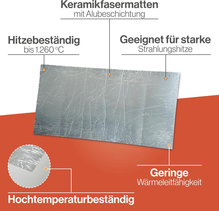 Feuerfest 123 - Keramikfasermatte Aluminium 1200x600x5 mm, Aluminiumsilikat, hitzebeständig bis 1.26