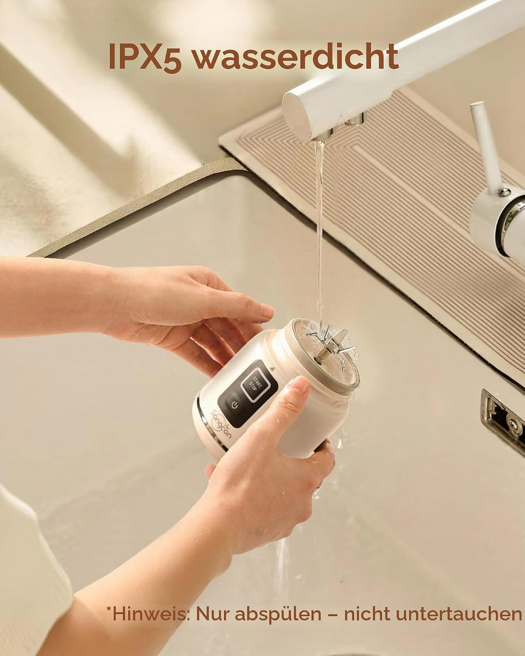 Sangcon Tragbarer Mixer 500ml, Smoothie Maker USB Wiederaufladbar, Mini Standmixer für Fitness, Büro