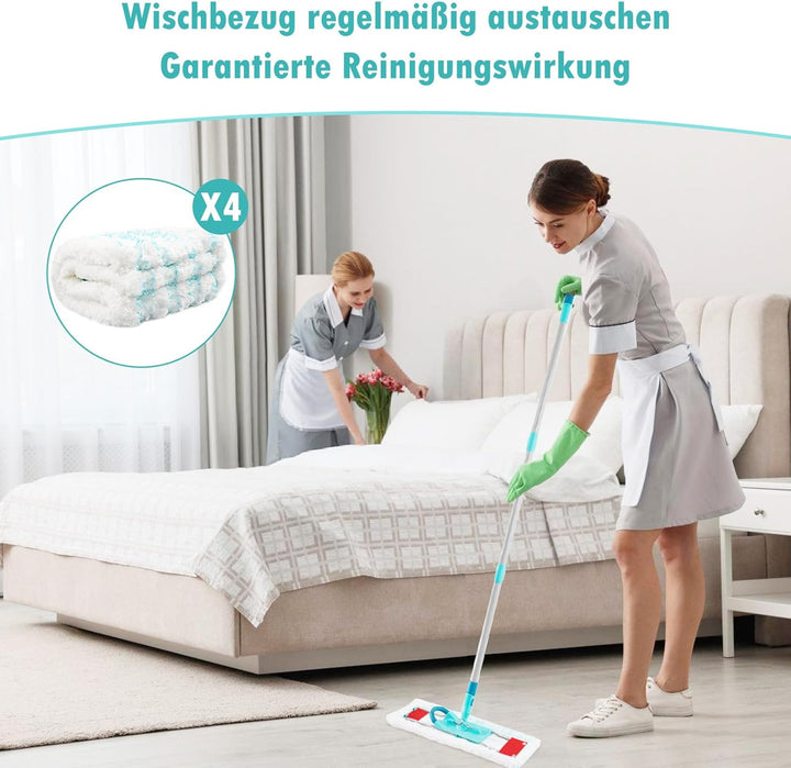 4 Stück Wischbezüge Zubehör für Leifheit Profi XL Micro Duo / Profi XL Cotton Plus, Mikrofaser Putzl