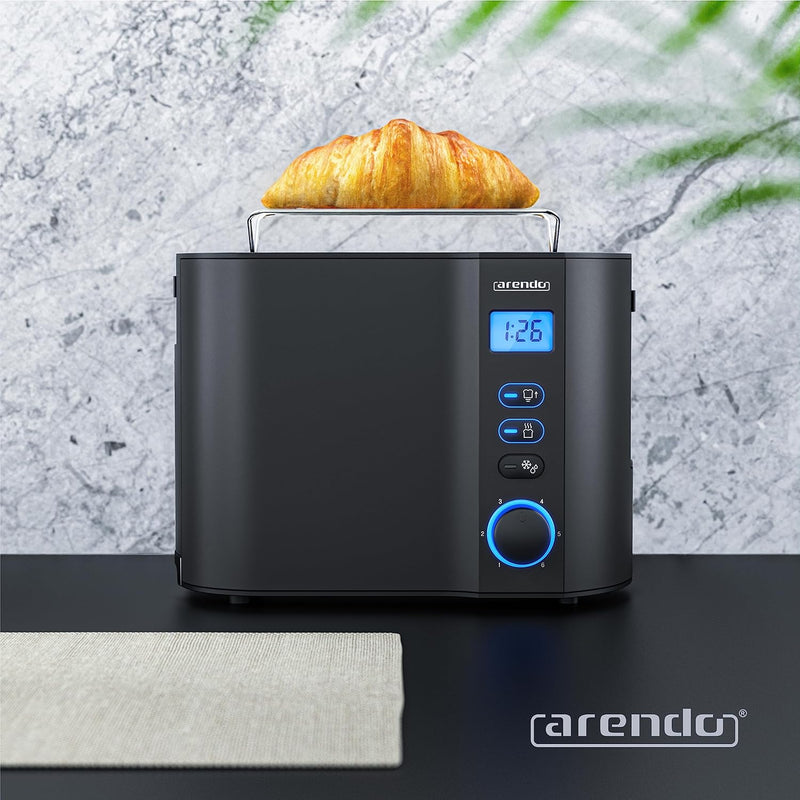 Arendo - Toaster 2 Scheiben Edelstahl mit Restzeitanzeige - 800 Watt - Doppelwandgehäuse - Integrier