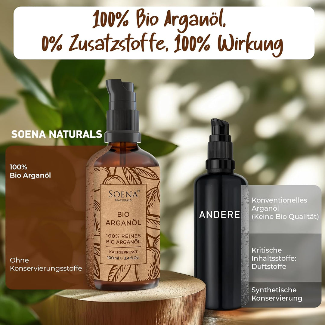 ARGANÖL BIO KALTGEPRESST | 100% Rein | Für Haare Haut & Nägel | Pipette+Pumper | Original aus Marokk