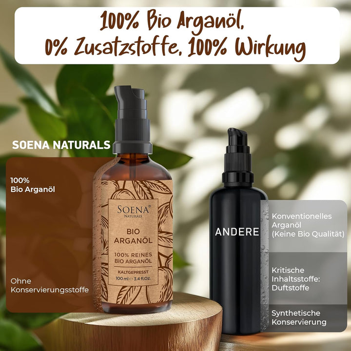 ARGANÖL BIO KALTGEPRESST | 100% Rein | Für Haare Haut & Nägel | Pipette+Pumper | Original aus Marokk
