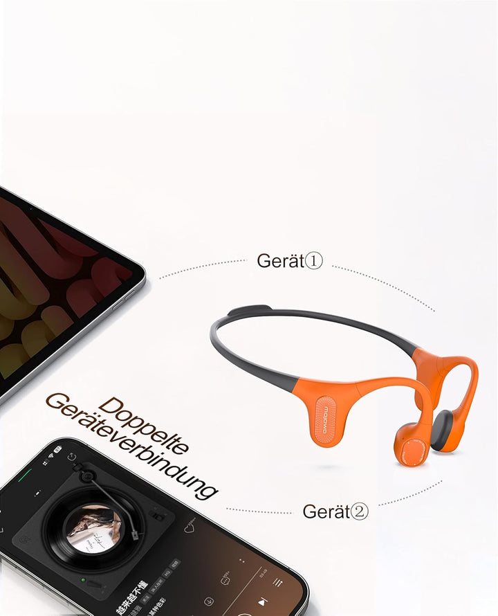 mojawa Aerra Knochenschall-Sportkopfhörer, Open-Ear, Bluetooth 5.2, IP67 wasserdicht, Mikrofon mit G