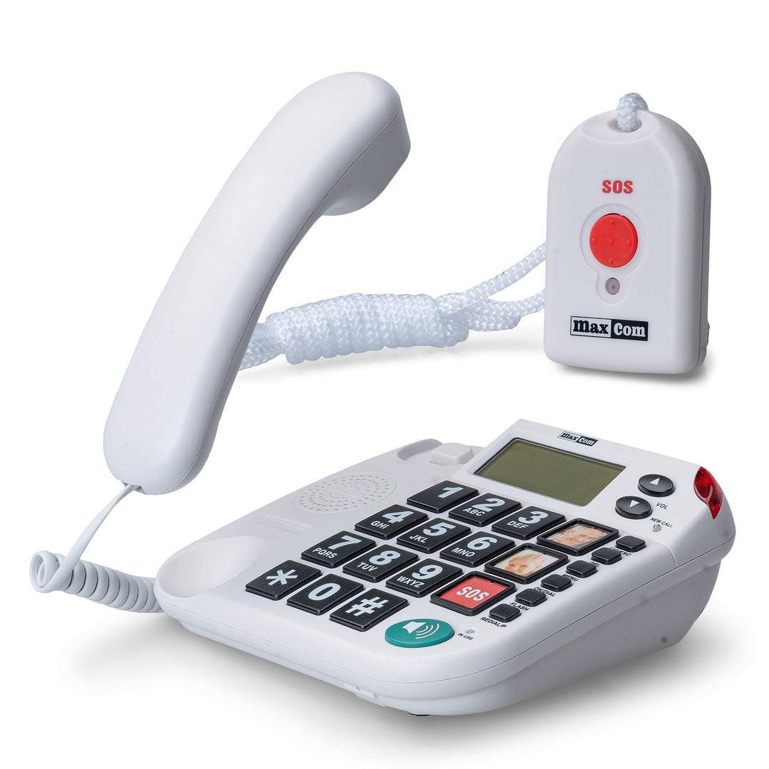 Maxcom KXT481SOS: Seniorentelefon mit Funk Notruf Sender und grossen Tasten extra laut; schnurgebund