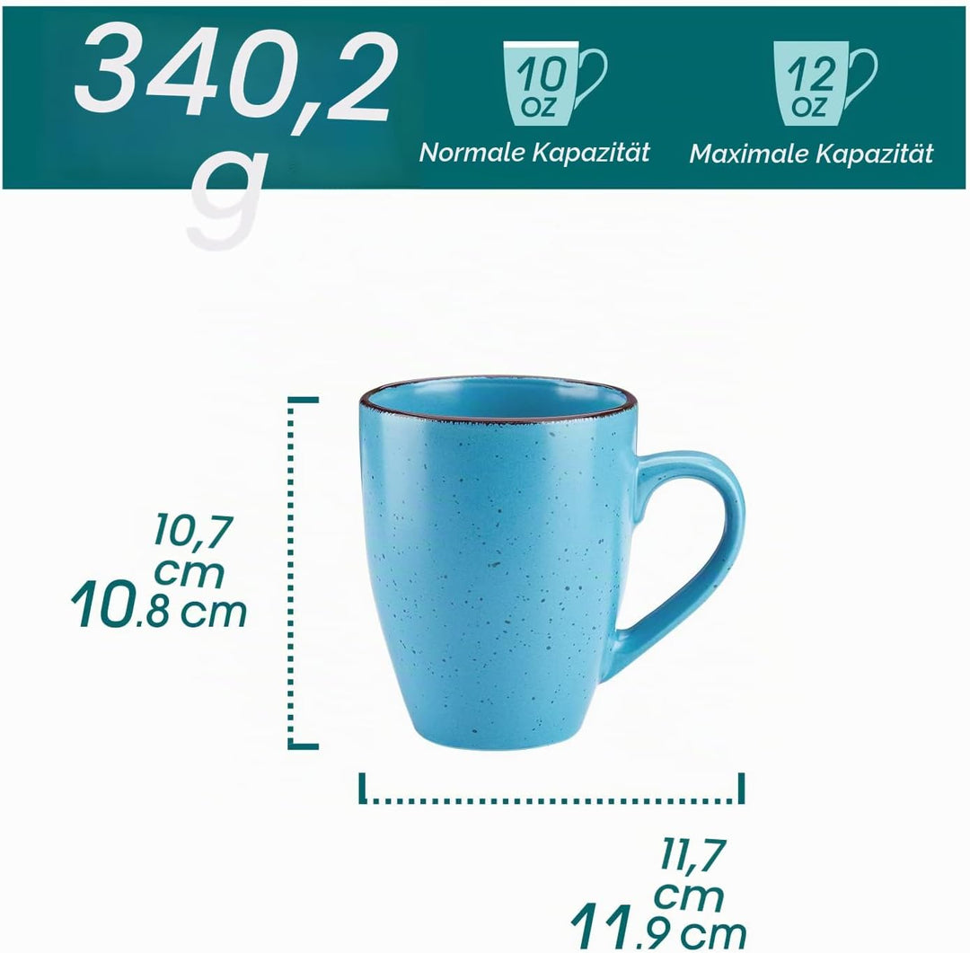 vancasso MODA Kaffeetassen set 6er, Tassen Set Steingut, 340ml Kaffeebecher mit Henkel, Espressotass