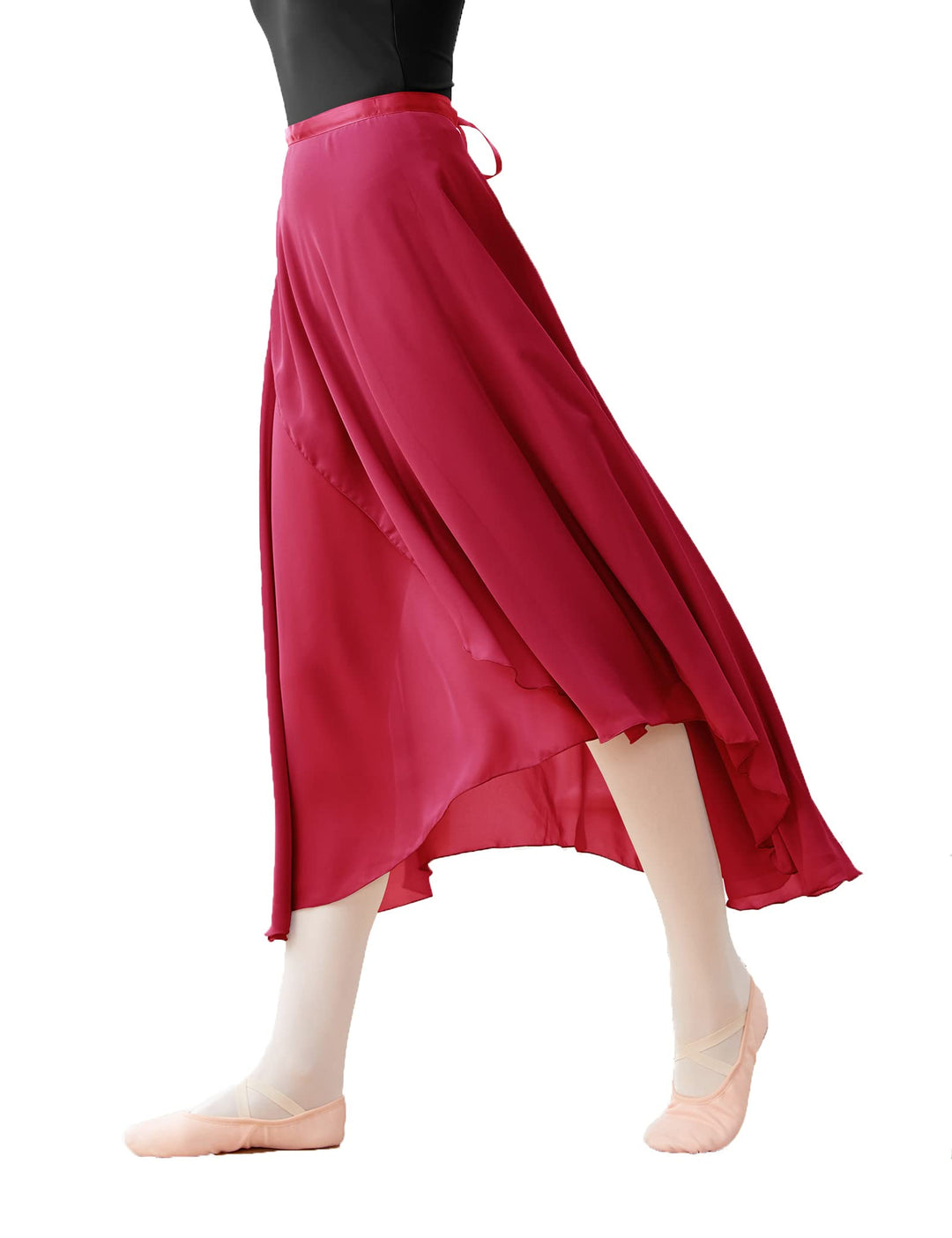 Daydance Ballett-Wickelrock für Mädchen und Damen, Chiffon, für Tanz, Schwarz M Burgunderrot, 82 Cm,