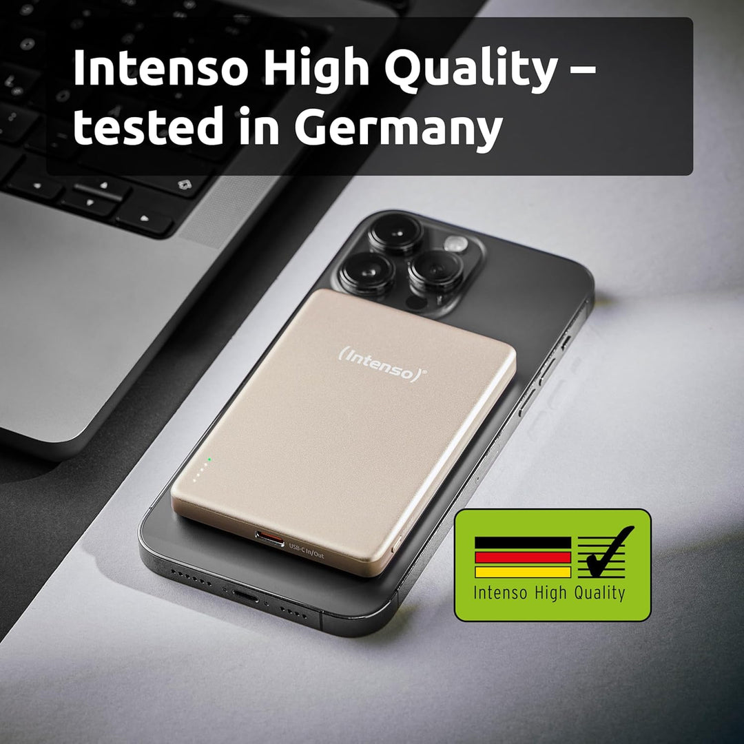 Intenso MW5000 Magnetische Powerbank 5000 mAh – MagSafe kompatibel, Wireless Charging 15W, USB-C PD