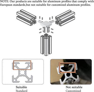 4er 3 Wege Aluprofil Eckverbinder Mit Schrauben, Eckhalterung Nut 6/8 Für Aluminium-Extrusionsprofil