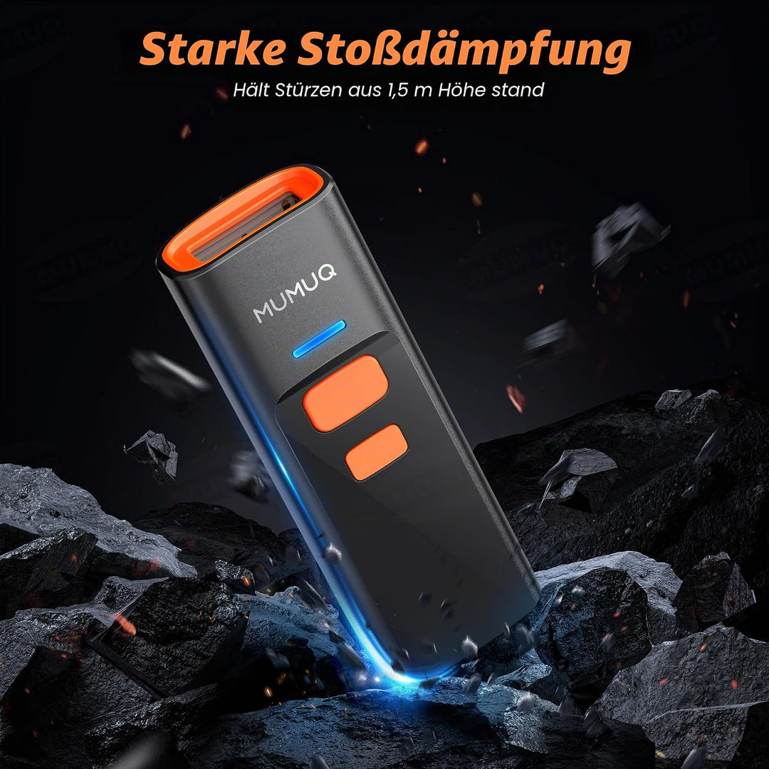 Barcode Scanner Kabelloser Mini 1D/2D QR Code Scanner mit Ladestation | 3-in-1 (BT/2.4G/USB) Konnekt